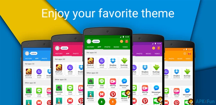 a group of smartphones with different colored screens